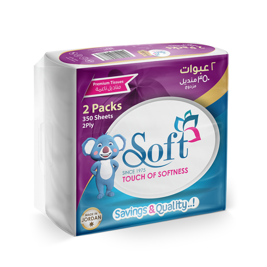 Soft Tissues nylon pack 350 sheet 2 ply ( 2 pcs) - Wadi Al-Rafidain ...