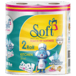 Soft Kitchen Towels 2 Rolls – 2 Ply – 100 Sheets
