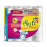 Soft Toilet Rolls (28+4) Rolls – 2 Ply – 175 Sheets